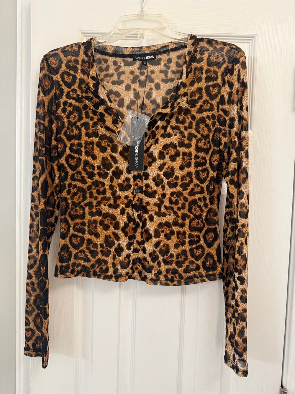 Fashion Nova Brown and Black Leopard Print Long Sleeve Button-Up Cardigan